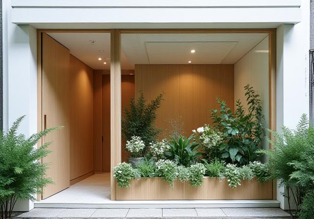 Floralia Atelierの外観、緑豊かな入り口